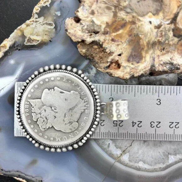 Genuine 90% Silver 1894 US Morgan Dollar Decorated Unisex Pendant